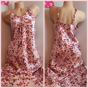 Y2K Enchanted Silky Satin Floral Long Maxi Babydoll Chemise Size M